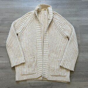 Free People Blossom Cardigan Open Front, Ribbed Oversized Sweater Ivory Small